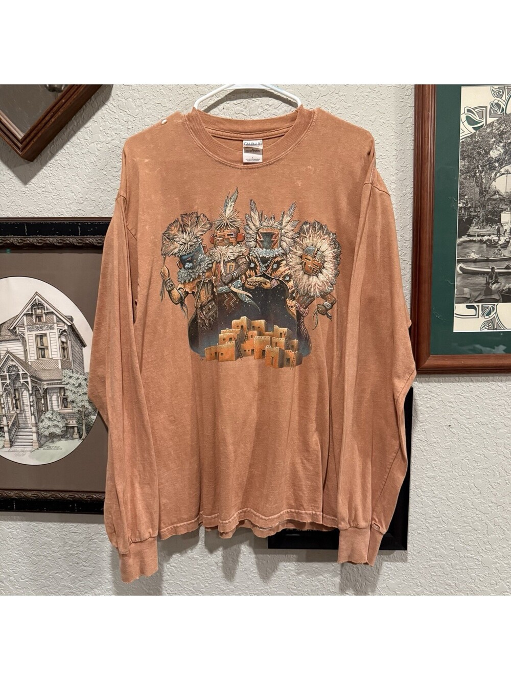 Vintage‎ 90s RARE Native American LS Aztec New Mexico Arizona Men’s Shirt Large